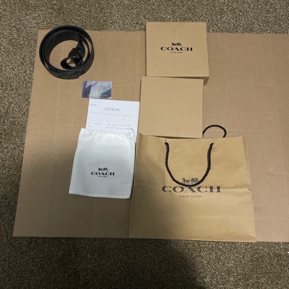 Coach Black Signature Leather Belt